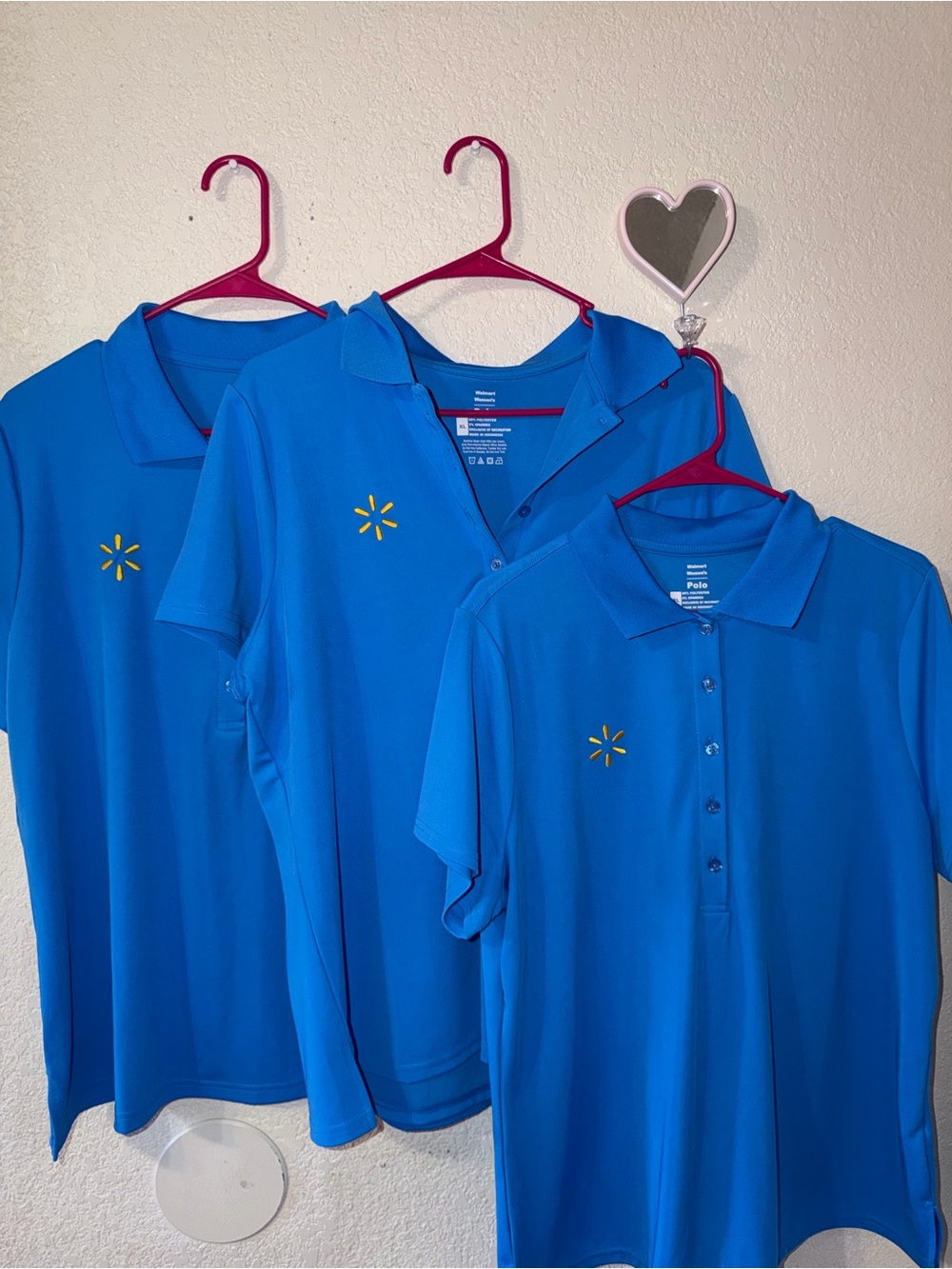 Women's Walmart work shirts xl Blue Polo Shirt with Small Yellow Star Logo